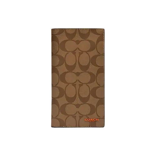 COACH Коровья кожа Держатель для паспорта Мини Унисекс Коричневый Морской Адмирал Синий