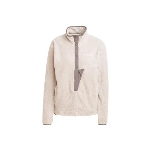 adidas Terrex XPLORIC Высокий PILE Флис Пуловер Бархат Feel Пальто Женские Бежевый