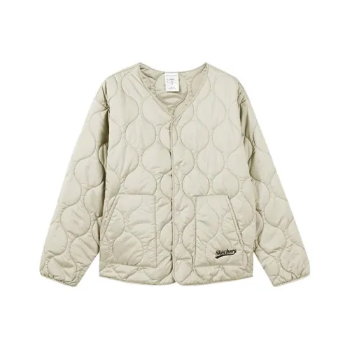 Skechers Хлопковый пуховик женский стрептопелий белый