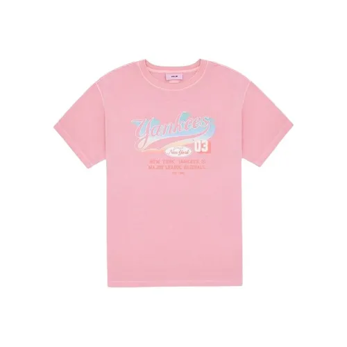 MLB Base Logo New York Yankees Рукав с оборванным плечом T-рубашка Женская Светло-персиковый Красный