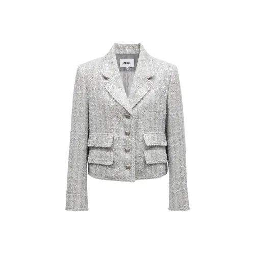 ONLY Укороченная Куртка Женская Xue'ER Твид Светло-Серый