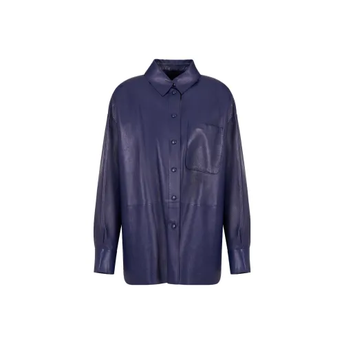 EMPORIO ARMANI синий-фиолетовый Женские кожаные куртки