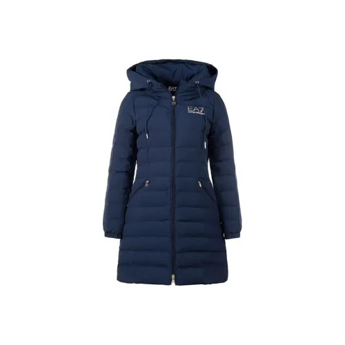 EMPORIO ARMANI EA7 Хлопковый пуховик Пальто Женское Армейский синий