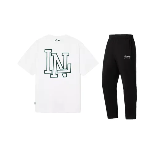 Лайнер Повседневная Спортивная Одежда Унисекс Двухкомпонентный Комплект Белый Черный