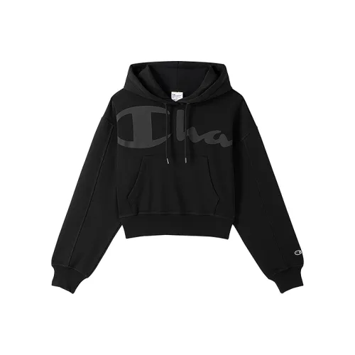 Champion SS25 Свитшот Европейская версия Женские Черный