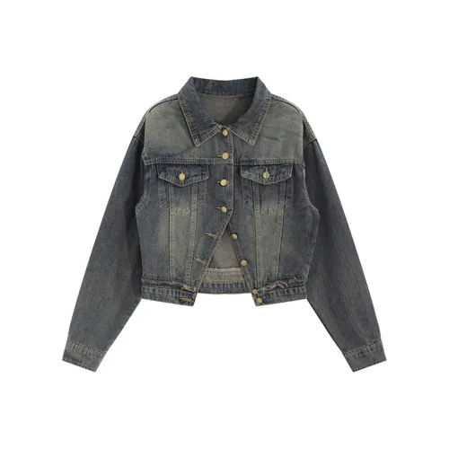 Garbege Винтажный синий Женские джинсовые куртки