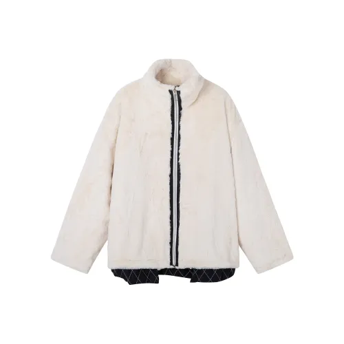 ASW ONLINE Буква Воротник-стойка Свободный крой Утолщенный Пух Унисекс Белый