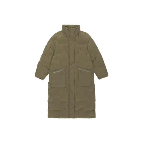 GANNI SS24 Хлопковый пуховик Женский Черный Оливковый Зеленый