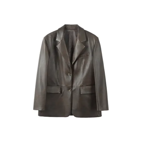 SINBOS Кожа Куртка Женская Винтаж Коричневый