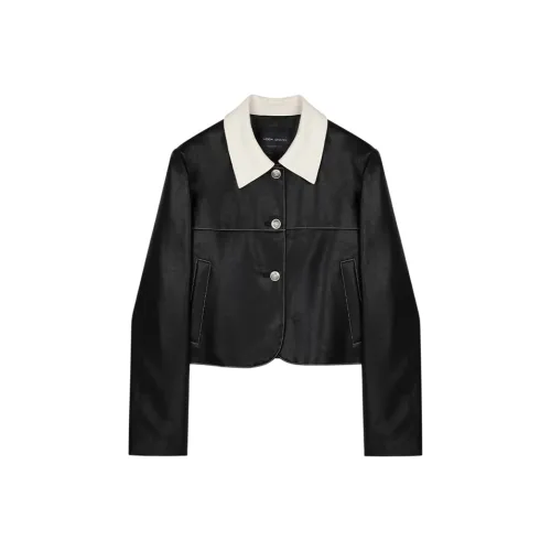 VEGA CHANG SS24 Кожаная куртка женская блестящий черный