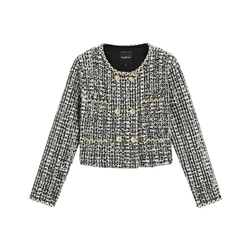 BEBE FW24 Cropped Coat Women's Black White