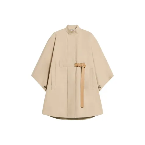 MaxMara Хлопок Gabardine Плащ с Ремнем Плащ Женский Песочный