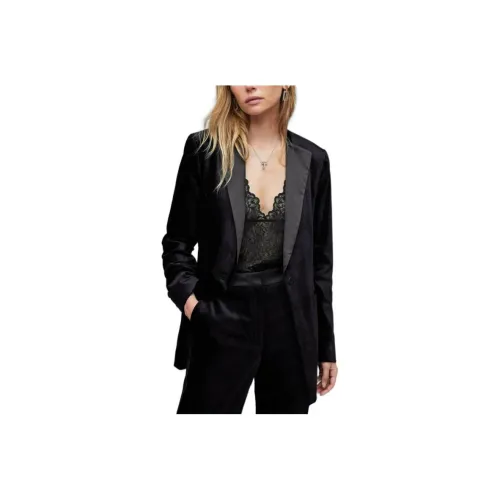 ALLSAINTS Sofia Бархатный Блейзер Бизнес-Костюм Женский Полуночный Синий