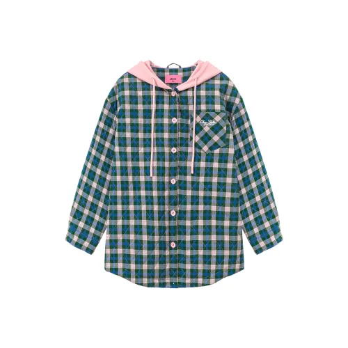 CHUU Зеленая клетка Женские объемные куртки (пуфы)