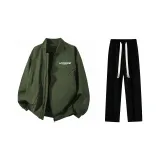 Комплект одежды (Куртка цвета хаки + Черные повседневные штаны)