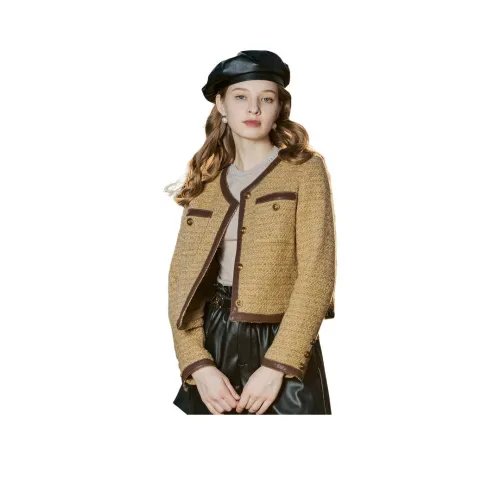 Anmani Cropped Coat Women's Brown Yellow Анмани Укороченное Пальто Женское Коричневый Желтый