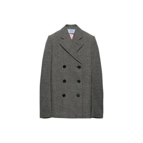 PRADA SS24 Бизнес Костюм Пальто Женское Темно-Серое