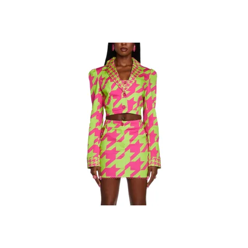 Dolls Kill Sugar Thrillz Friendly Fashionista Cropped Blazer Бизнес Костюм Женский Розовый Розовый