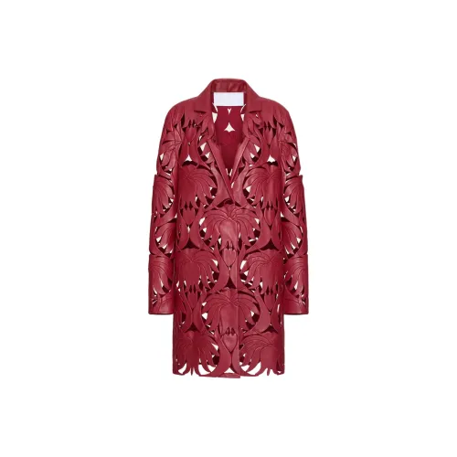 Valentino SS24 Кожа Куртка Женская Темно-Красная