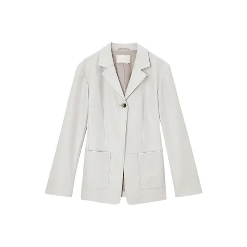 SOLWEIGE Кожа Куртка Женская Серебряная Серый