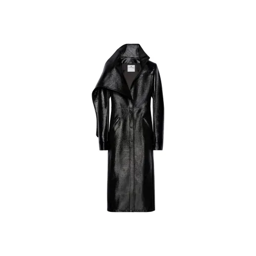 COURREGES FW24 Длинный Виниловый Тренчкот Женский Черный Черный