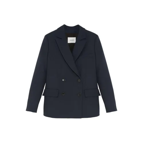 Yves Salomon FW24 Бизнес-костюм Пальто Женское Морской Синий