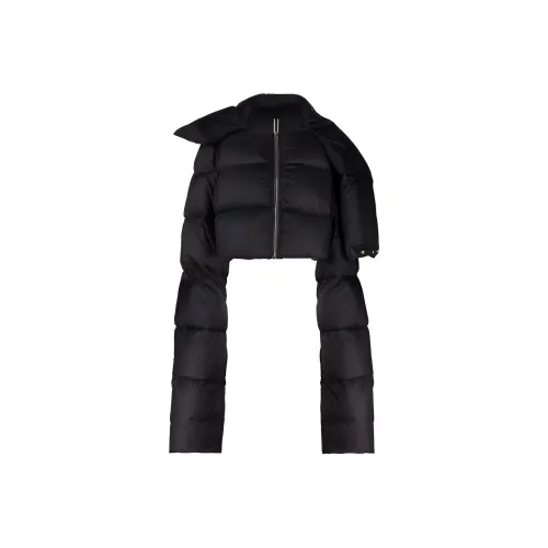 RICK OWENS совместный бренд RO FW21 Однотонный Воротник-стойка Свободный крой Короткий Пуховик Женский Черный