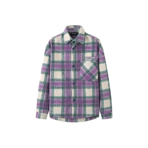 YK YB Вельвет Feel Куртка Женская Фиолетовая Клетка Узор