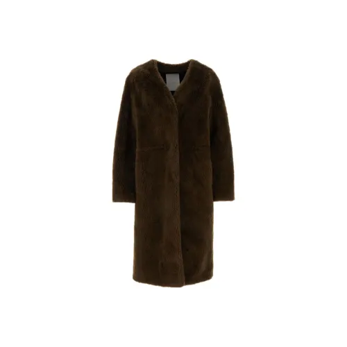 Yves Salomon Пальто Женское Темно-Коричневое