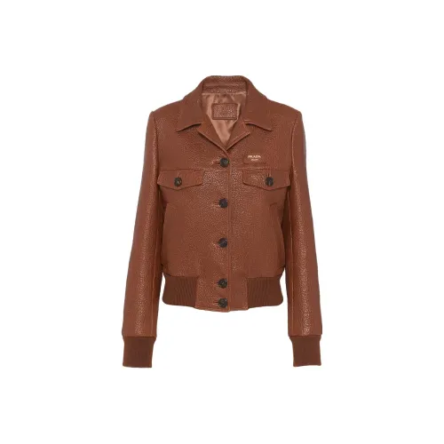 PRADA Коричневые Женские Кожаные Куртки