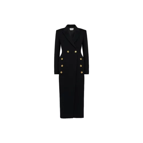 Alexander McQueen FW23 Двойной ремень военный стиль пальто черное пальто женское черное