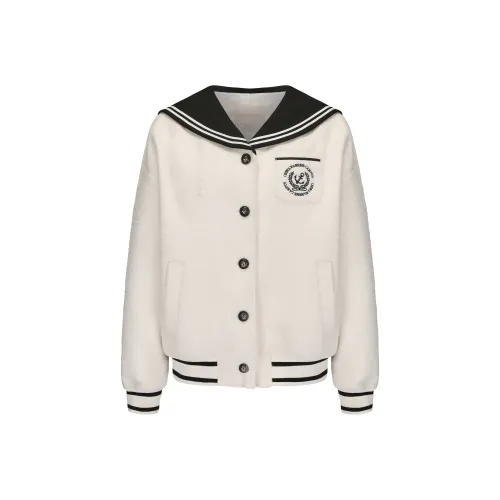 CHIWAWAMEME Cropped Jacket Женская Преппи Бежевый и Черный