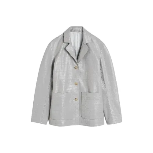 TOTEME SS24 Кожа Куртка Женская Серого цвета