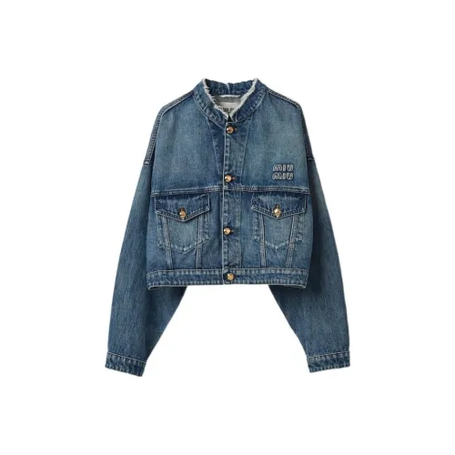 MIU MIU FW23 Denim Jacket Women's Blue MIU MIU FW23 Деним Куртка Женская Синяя