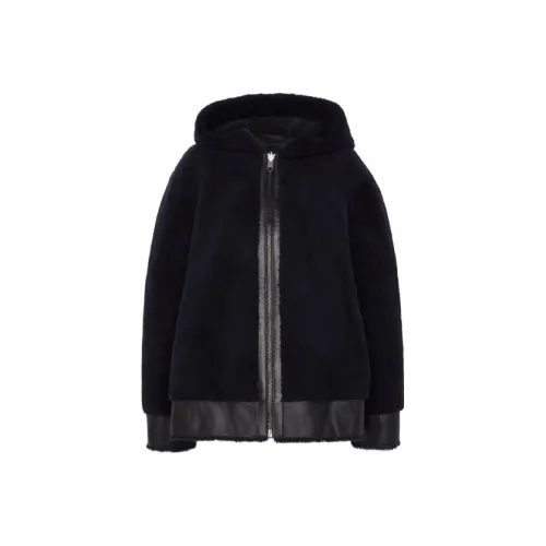 COACH Морской синий Женские Кожаные Куртки