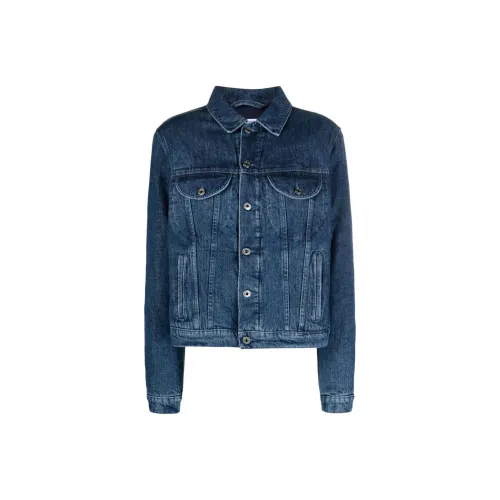 Off Белый деним куртка стандартный женский синий