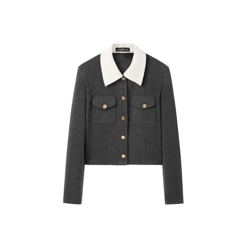 PEACEBIRD Уличный серый топ Женское короткое пальто