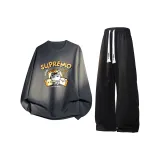 Темно-серый свитшот с круглым вырезом + черные штаны