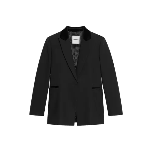 Sandro Tailored Куртка Бизнес Костюм Пальто Женское Черное