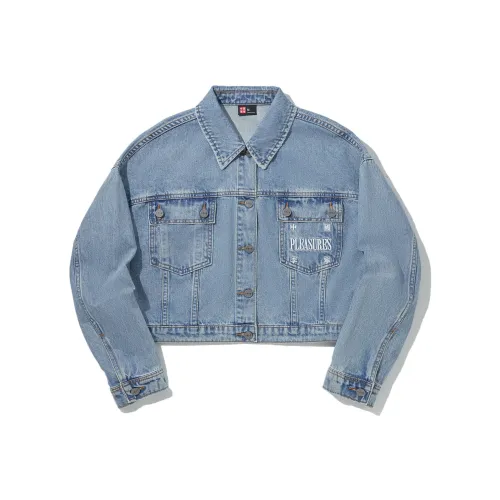 LINING X Pleasures Denim Куртка Женская Деним Синий Кремовый Желтый Клетка