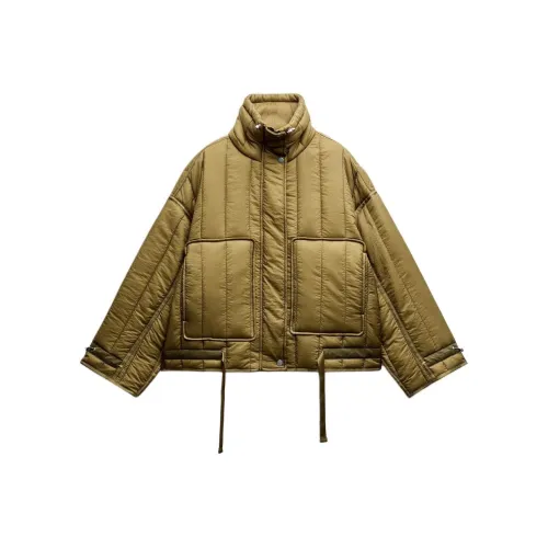 ZARA Зеленые Женские Объёмные Куртки (Пуфы)