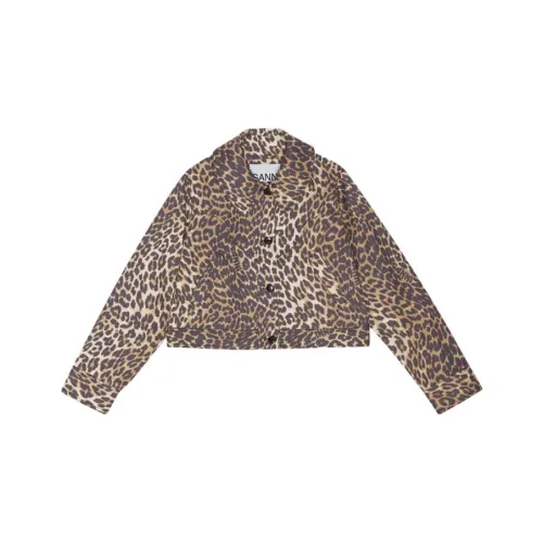 GANNI Леопардовый принт Женское короткое пальто