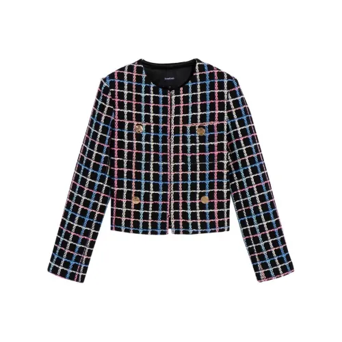 BEBE Черное многоцветное женское короткое пальто