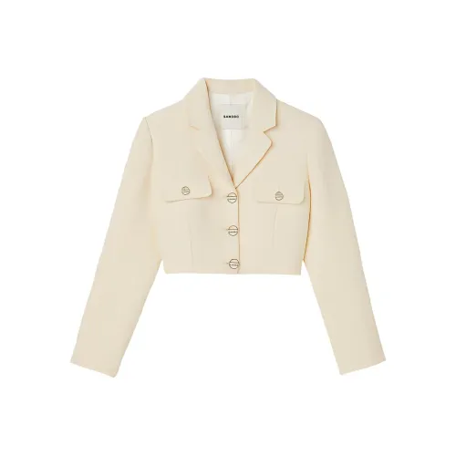 SANDRO Светло-янтарное Женское Короткое Пальто