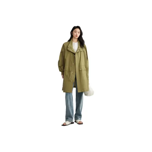Elva' Island Тренчкот Женский Желтый Зеленый