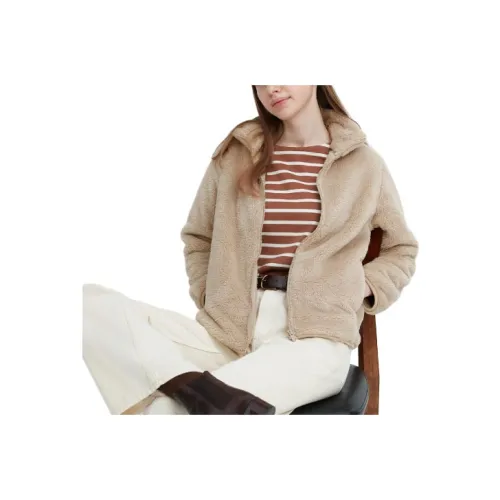 UNIQLO Бархат Feel Куртка Женская Светлый Бежевый