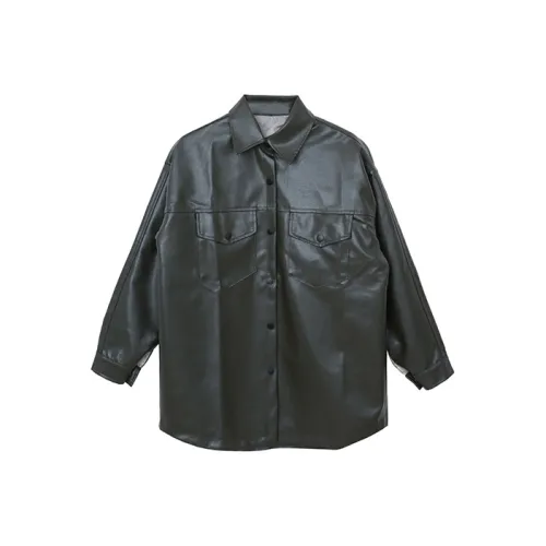 FOCOS STUDIO Маринованный зеленый Женские Кожаные куртки