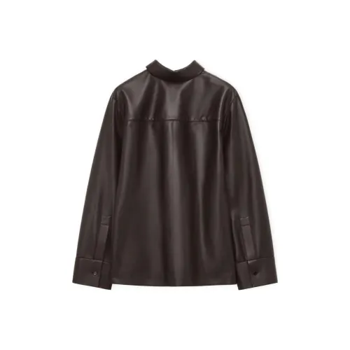 LOEWE Темно-кофейные женские кожаные куртки