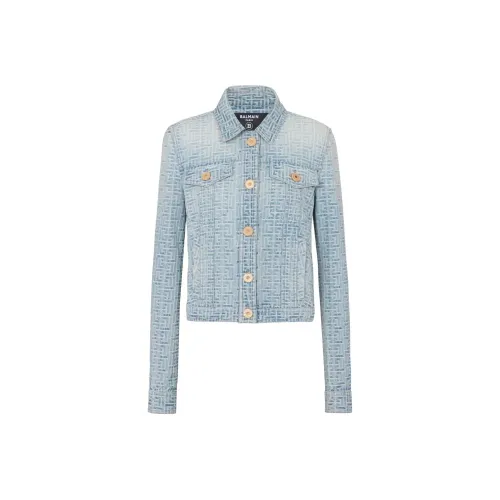 BALMAIN SS23 Denim Jacket Women's Light Blue
