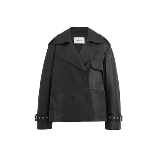 COACH Черные Женские Кожаные Куртки